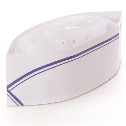 Crown Chef BUSTINA COPRICAPO BIANCA FASCIA BLU REGOLABILE 