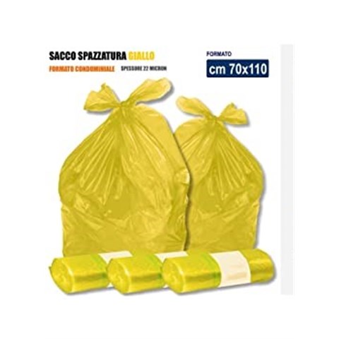  SACCHI IMMONDIZIA GIALLI Cm.74x110 Gr.45 Pz.250  - 44116 - F001423